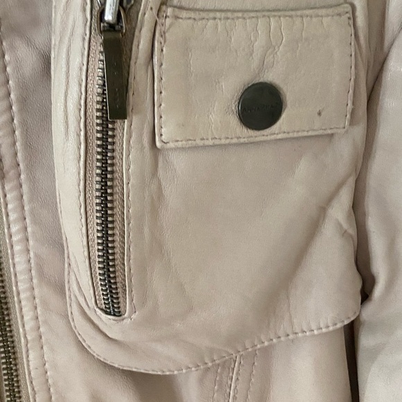 AnnaRita N genuinely leather Moto jacket in cream color, gently used siz… - Picture 7 of 10